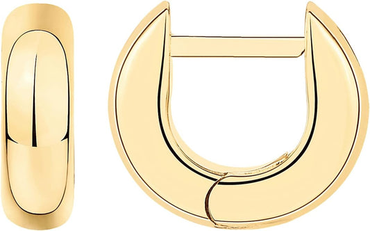 14K Gold Plated 925 Sterling Silver Post Ultra Thick Huggie Earring | Women'S Mini Hoop Earrings | Gold Plated Small Hoops