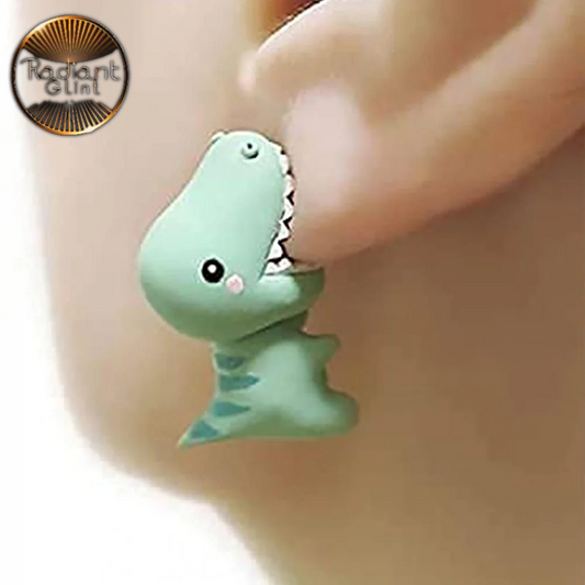 3D Animal Cartoon Biting Ears Stud Earrings,Lovely Animal Dinosaur Shark Bite Ear Studs Piercing Earrings, Handmade Polymer Clay Cute Stud Earrings for Women Girls